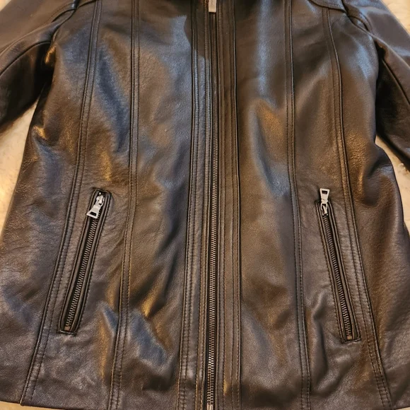 Reed Lambskin Leather Women's Black Zip Up Jacket Size Medium - Picture 6 of 14